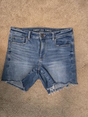 American Eagle Medium Blue Next Level Stretch Cutoff Denim Shorts 12